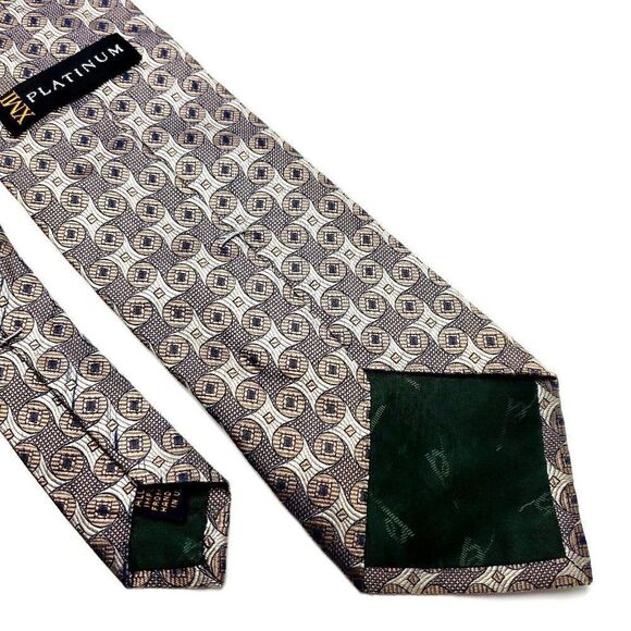 XMI Platinum Silk Tie Woven Beige Geometric‎ - Picture 5 of 6